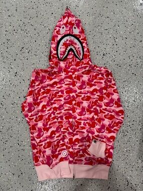 Bape Pink Shark Camo Zip-Up Hoodie